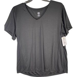 Athletic Works Womens XXXL (22) Black V-Neck Short Sleeve DriWorks Tee